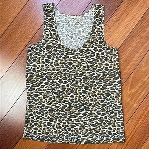 NWOT J Crew Linen Blend Leopard Tank
